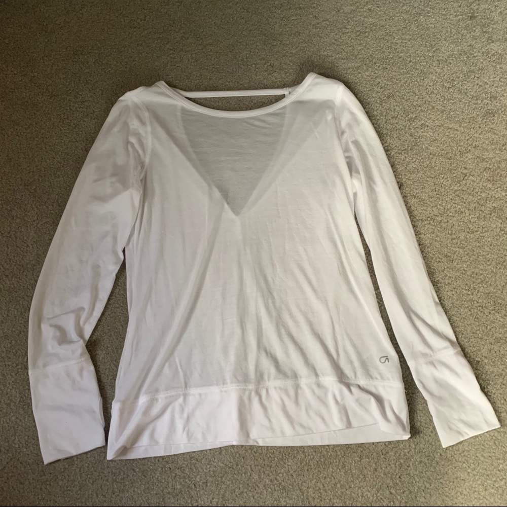 White long sleeve with open back